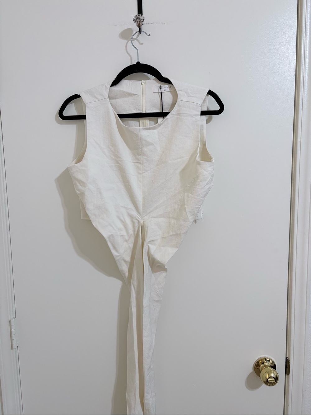 Commense 2Pc White Sleeveless Waist-Tie Top Pants Set